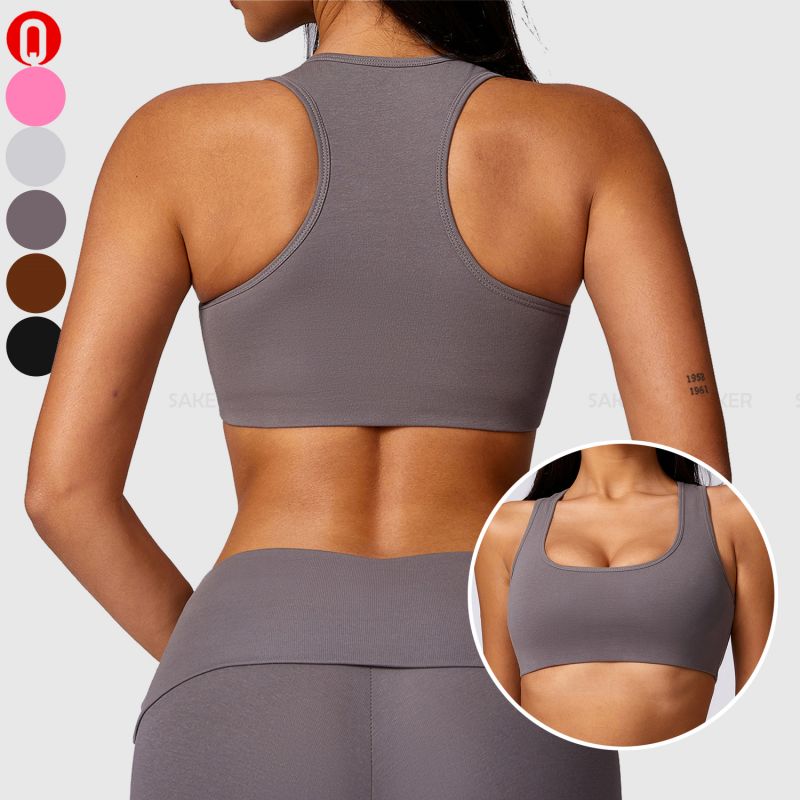 Reggiseno sportivo per yoga con scollo rotondo